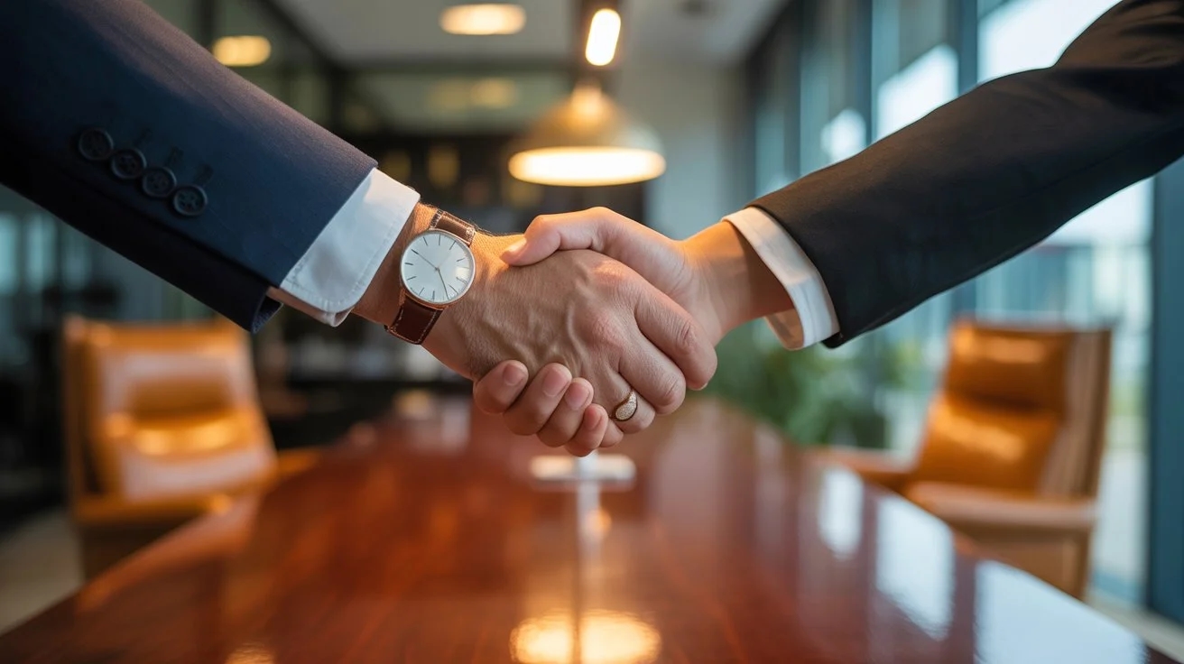 Image de poignée de main professionnelle pour la page de contact de Morocco Web Service